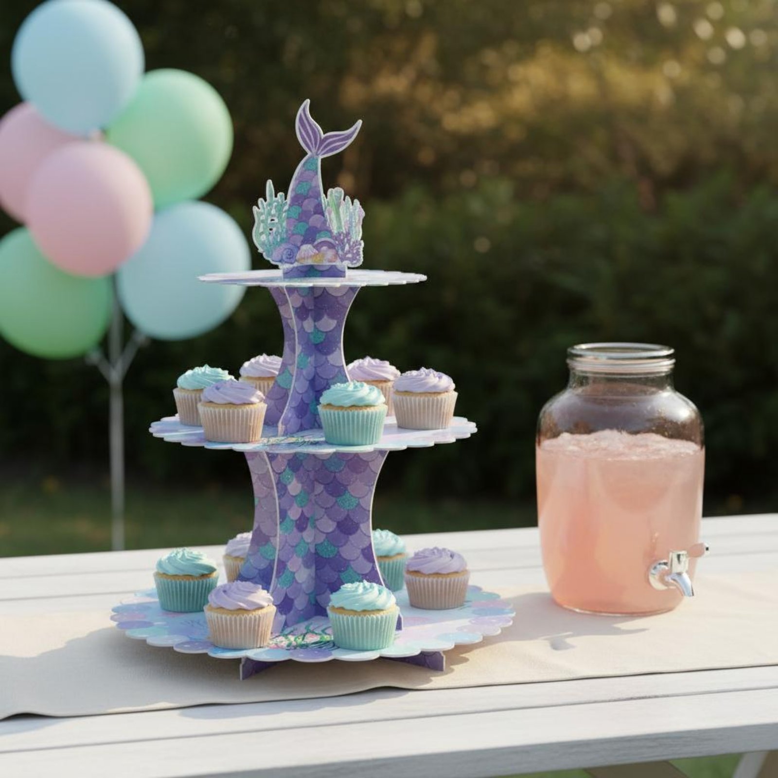 Cupcake Stand Tier - 3-Tier Cardboard Cupcake Stand Printed Paper