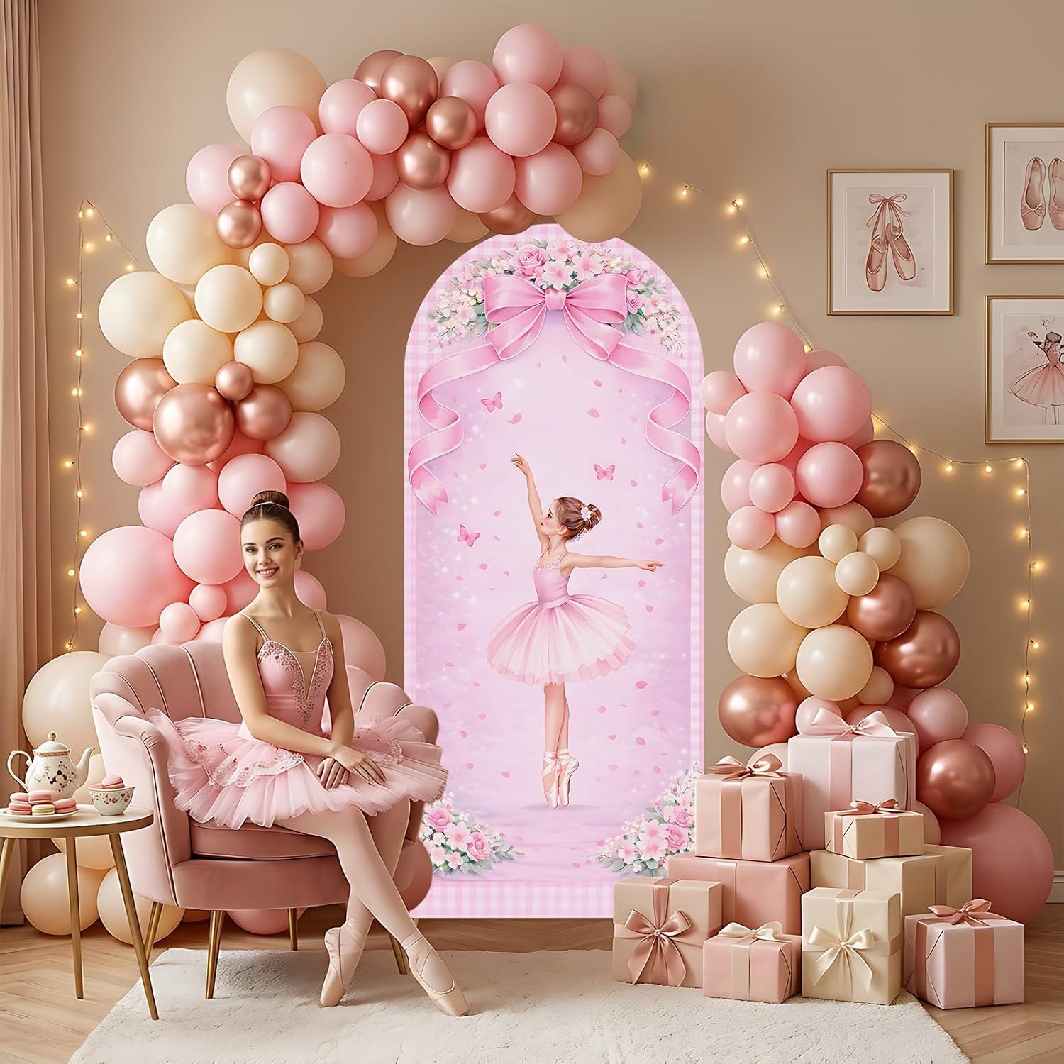 Dessert Table Backdrop - Custom 2-sided Ballerina Arch Backdrop Cover