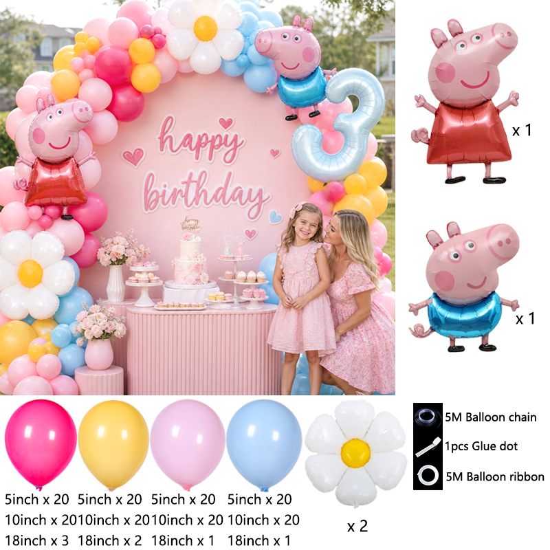 Peppa Pig Themed Balloon Arch  - đánh giá và giá Balloon Arch Kit