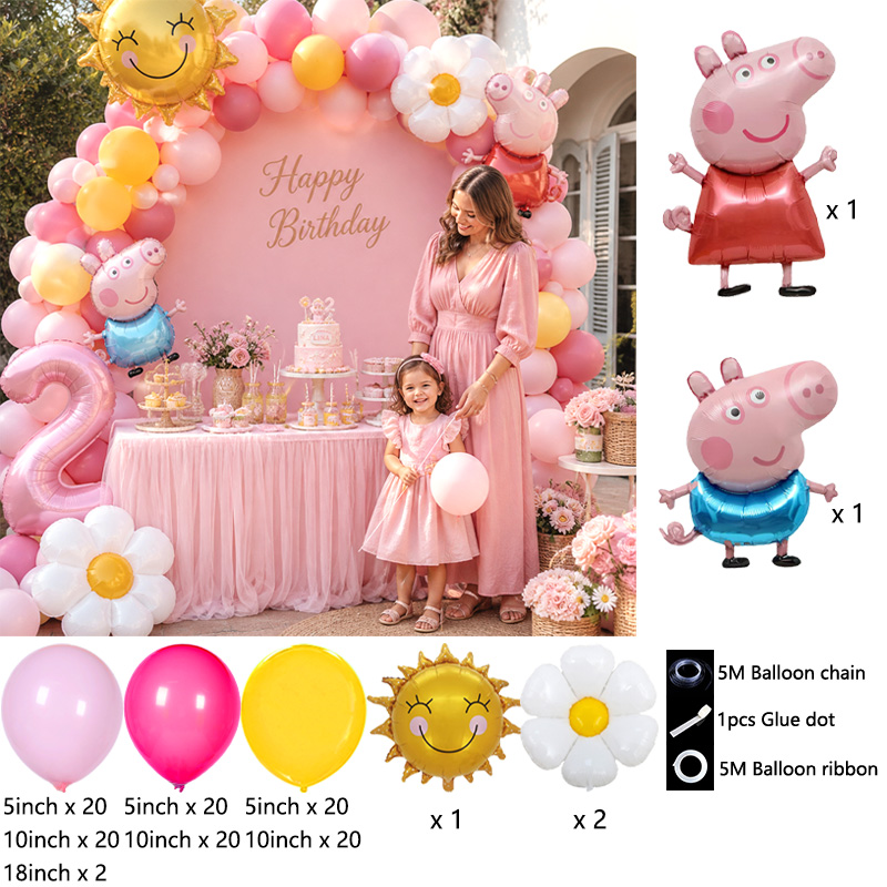 Peppa Pig Themed Balloon Arch  - đánh giá và giá Balloon Arch Kit